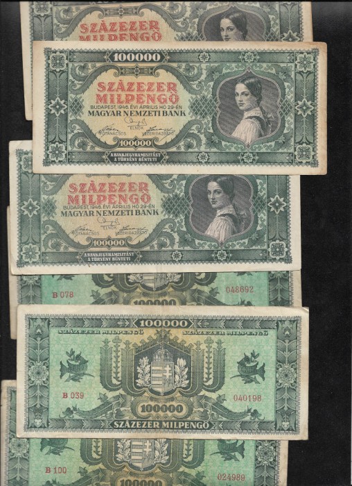 Ungaria 100000 100 000 milpengo 1946 F-VF pret pe bucata