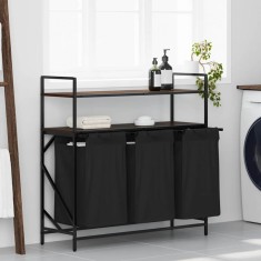 vidaXL Coș de rufe 3 compartimente cu rafturi stejar maro 859084