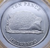 10 pence 2021 Guernsey, Hedgehog, unc, km#406, capsula