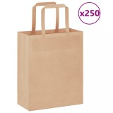 Pungi Hartie Maro 18x8x22 cm, 250 Buc, Manere, VidaXL, Cadou, Cumparaturi, Rezistente 6kg