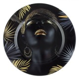 Platou Decorativ, Rotund, Model Fata, Negru, Auriu, 33cm, Oem