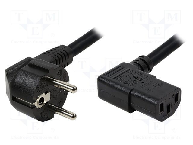 Cablu CEE 7/7 unghi LOGILINK, IEC C13 mamă 90&deg;, 2m, 10A