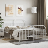 Cadru de pat metalic cu tablie, alb, 150x200 cm GartenMobel Dekor, vidaXL