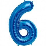Balon folie cifra 6 albastru