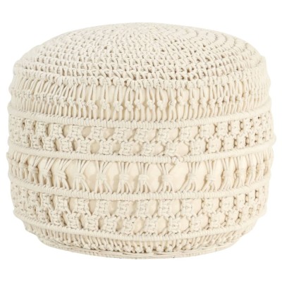 vidaXL Taburet puf macrame lucrat manual, 45 x 30 cm, bumbac foto