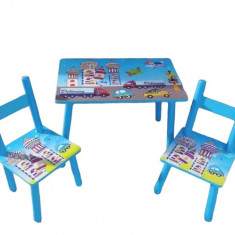 Masa cu 2 scaune pt copii 1-6 ani,Albastru