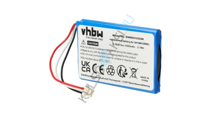 &Icirc;nlocuire baterie GPS VHBW pentru Navigon 5411384120002, 541384120003, GTC3601101PO39120 - 1000mAh, 3.7V