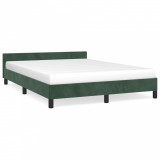 Cadru de pat cu tăblie, verde &icirc;nchis, 140x190 cm, catifea