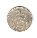 Moneda Costa Rica 25 colones 2007, stare buna, cu pata de culoare, curata