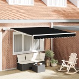 vidaXL Marchiză Retractabilă Manuală cu LED Neagră 350x250 cm