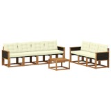vidaXL Set de canapele de exterior cu pernă 8 pcs Natural și Crem 3381814