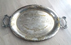 WMF Albert K&ouml;hler &amp; Cie Viena, tavă Art Nouveau alamă argintată din 1904