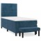 Pat box spring cu saltea, albastru inchis, 80x200 cm, catifea