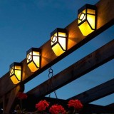 Set 4 lampi solare, pentru gradina si tersara, fixare prin agatare, din ABS, lumina LED, cu panou siliciu policristalin, negru