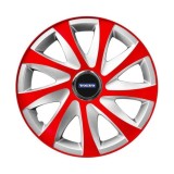 Set 4 capace roti 14 inchi R14 Drift Rosu-Gri, Compatibil cu Volvo