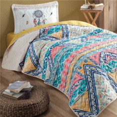 Cuvertura Matlasata 1 Persoana Boho V1 Bej 180x240 cm (Bumbac 100%)