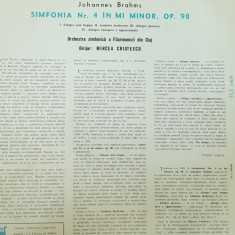 Brahms, Simfonia nr 4 in Mi Minor Op 98, disc vinil