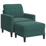 Cumpara ieftin Fotoliu canapea cu taburet, verde inchis, 60 cm, catifea