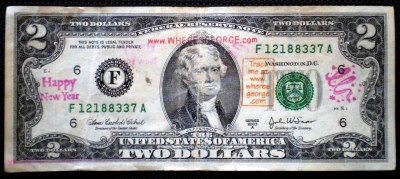 109 USA SUA 2 DOLLARS 2003 WHERESGEORGE HAPPY NEW YEAR SR. 337 foto