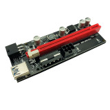 Placa riser card, Digilink, PCI Express 009s, PCI-E 1X &ndash; 16X, alimentare 6 pini / molex / sata, USB 3.0, stabilizator tensiune, contacte aurite