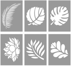 Set 6 sabloane 300x210x0.7mm, Leafs / Frunze, format A4 fiecare bucata din set, Refolosibil MX70005, 29 x 21 cm A4