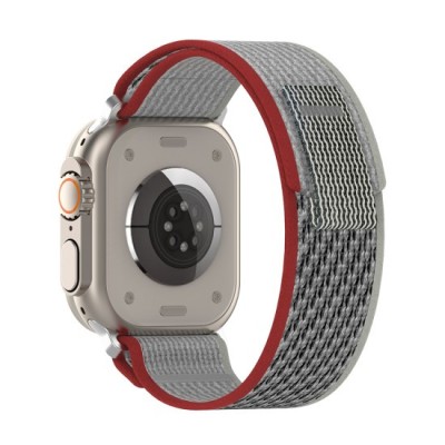 Curea pentru Apple Watch 1/2/3/4/5/6/7/8/9/SE/SE 2/Ultra/Ultra 2 (42/44/45/49mm) - Techsuit Watchband (W039) - Red / Gray foto
