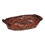Coș Decorativ, Oval, Bambus și Lemn, Culoare Maro, Dimensiuni 32x21x14 cm