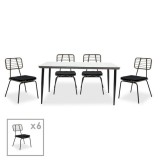Cumpara ieftin Set Masa si Scaune Gradina Naoki 7 Piese Negru - Gri