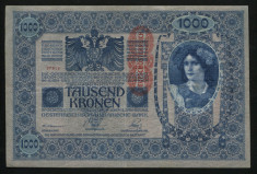 y439 AUSTRIA UNGARIA 1000 KRONEN 1902 SUPRATIPAR DEUTSCHOSTERREICH XF foto