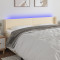 vidaXL Tăblie de pat cu LED, crem, 183x16x78/88 cm, textil
