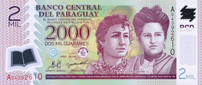 Bancnota Paraguay, 2000 Guaranies 2008-2017, UNC, polimer
