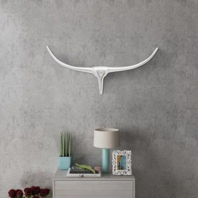 Decorațiune pentru perete tip cap de taur, aluminiu, 72 cm, argintiu foto