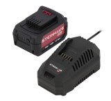 Set acumulator si incarcator rapid Steinhaus ONE 18V, PRO-ONE-BAT4CH, acumulator 18V Li-Ion cu capacitate 4Ah, incarcator rapid 4.5A, Resigilat, Grad