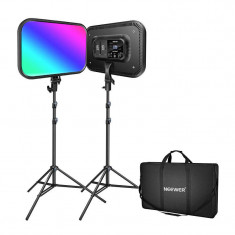 Set 2 lampi Profesionale, Neewer RGB168 RGB LED, control prin aplicatie, 60W, 2500K-8500K, pentru YouTube si TikTok