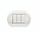 Placa ornament ,3 module, alba, living light, BTICINO