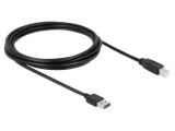 Cablu USB 2.0 DELOCK 3m USB A bilateral - USB B negru 83360