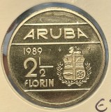 Moneda 2 1/2 Florin din Aruba anul 1989 necirculata