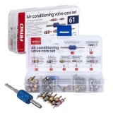 Set supape pentru aer conditionat AC 61 piese AMiO, pentru service si reparatii ale sistemelor de climatizare din vehicule si echipamente frigorifice