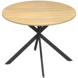 HOMCOM Masă rotundă pentru 4 persoane, masă de bucătărie &icirc;n stil industrial cu picioare din oțel, pentru sufragerie, bucătărie, stejar | Aosom Romania