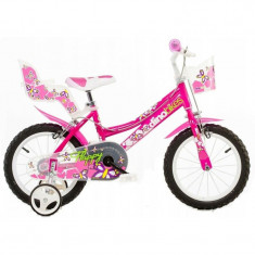 Bicicleta pentru copii, Fluturasi, 14 inch, 4-5 ani, roti ajutatoare incluse