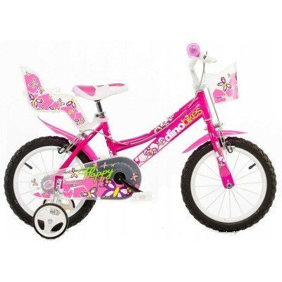 Bicicleta pentru copii, Fluturasi, 14 inch, 4-5 ani, roti ajutatoare incluse foto