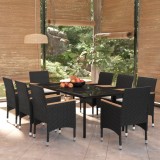 VidaXL Set mobilier de grădină cu perne, 9 piese, negru