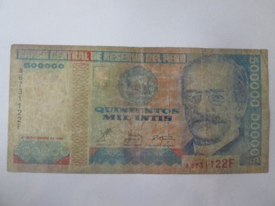 Peru 500 000 Intis 1988 &amp;icirc;n stare slaba foto