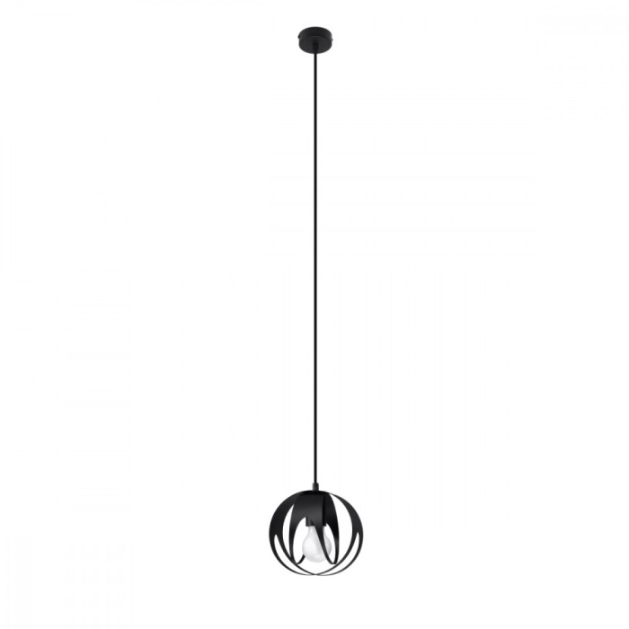Lampă Suspendată Tulos Negru Oțel 1 Bec Minge Modern De Interior