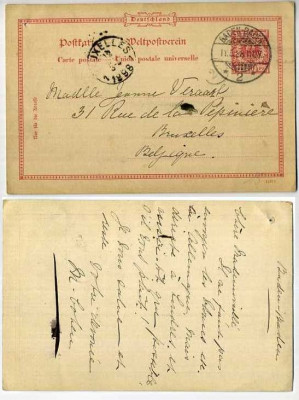 Germany 1898 Postal Stationery Card Baden Baden to Brussels Belgium D.121 foto