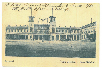 228 - BUCURESTI, Gara de Nord, Romania - old postcard, CENSOR - used - 1917 foto