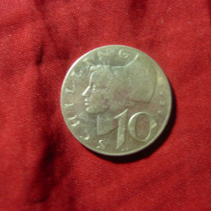 Moneda 10 schilling 1958 Austria argint , cal.medie-buna