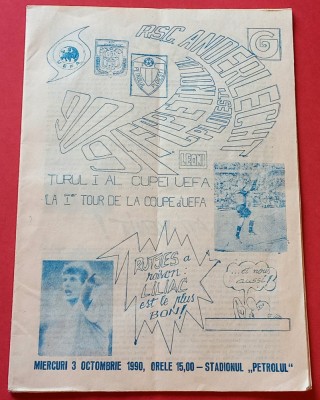 Program meci fotbal PETROLUL PLOIESTI - ANDERLECHT (Cupa UEFA 03.10.1990) foto