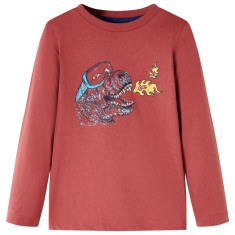 Tricou pentru copii cu m&acirc;neci lungi, roșu ars, 128
