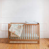 Patut cu sertar independent din lemn pentru bebe, inaltime saltea reglabila, Boho vintage 120A 60 cm, Woodies Safe Dreams